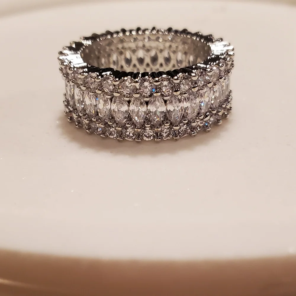 Diamond baguette crown ring with 925 band - Picture 3 of 7